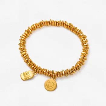 Старинный браслет из цельного ломаного золота ручной работы из цельного золота 999 пробы