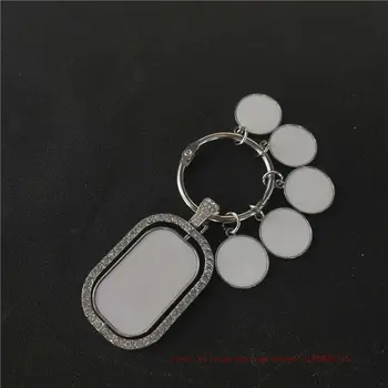 сублимационные металлические брелоки с подвесками для горячей трансферной печати, пустое кольцо для ключей, может вращаться 20 шт./лот