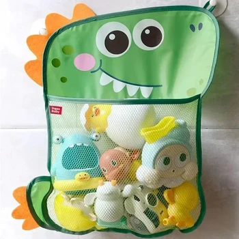 Сумка для хранения детских игрушек Мультяшный маленький динозавр, для купания и игр в воде, сетчатая сумка для хранения игрушек, ванная комната с присоской