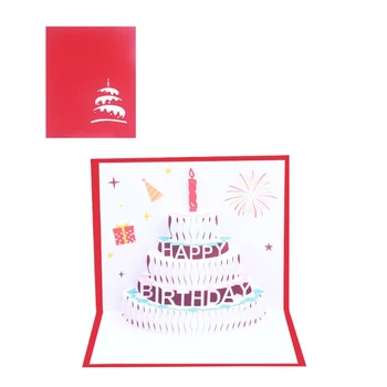Торт с Днем Рождения 3D для Всплывающих Поздравительных Открыток с Конвертом для Жены, Подруги, Мамы, Мальчика, Подруги, Семьи, Учителя, Вечеринки