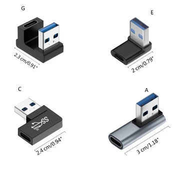 Угловой удлинитель USB3.0 от штекера до штекера Type C для ноутбука PC Extension Converter