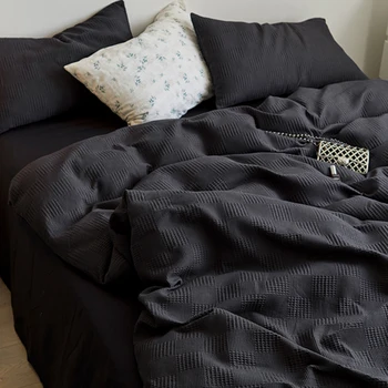 Хлопчатобумажный эстетичный пододеяльник Роскошное клетчатое Черное Гламурное покрывало для кровати Полный комплект Queen Soft Vintage Cozy Juego De Cama Home Fit Kit