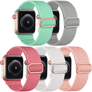Эластичные Ремешки Solo Loop для Apple Watch band ultra 2 49 мм 41 мм 45 мм 38/40/44 мм Эластичный Браслет iWatch Series 9/8/7 6 5 4 Se