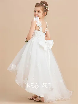 2022 Блестящее платье с пайетками для девочек в цветочек, платье принцессы с бантом, платье для девочек с рукавами для девочек, платье для свадебной вечеринки, платье для первого причастия