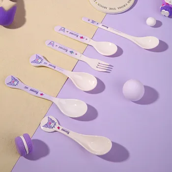 2024 Sanrio Kawaii Аниме Куроми Девчачье Сердце Детская Ложка Милый Мультфильм Студенческие Кухонные Ножи Вилки Ложка для Еды Игрушки для Детей