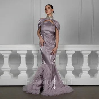2024 Арабский Дубай, Фиолетовое платье для выпускного вечера с вырезом на бретельках, длина в пол, без спинки, Вечерняя мода, Элегантное вечернее платье для женщин