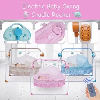 3 цвета Bluetooth Электрическая автоматическая качающаяся кровать Детская колыбель Безопасная детская кроватка-качалка для младенцев с музыкой MP3 Успокаивающий артефакт Люлька