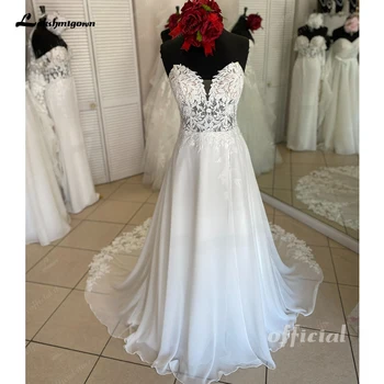 Lakshmigown, Богемное свадебное платье в богемном стиле, длинные Шифоновые кружевные свадебные платья на заказ, vestido de noiva