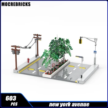 MOC-154042 City Street view New York Avenue Building Modularization Строительный Блок В Сборе Модель Кирпичная Игрушка Детские Подарки
