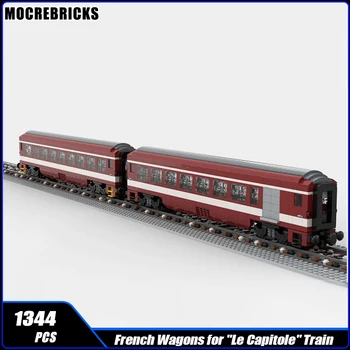 MOC-164215 Городская железная дорога Французские вагоны для поезда Строительные блоки Сборка Модель Кирпичная игрушка Детские Рождественские подарки