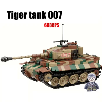 MOC WW2 Военное вооружение серии Tiger Tank 007 DIY строительный блок Армейские солдаты Модель танка Кирпичи Игрушки Подарки для детей