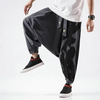 Винтажные мужские брюки-кроссы в стиле Харадзюку, брюки длиной до щиколоток, Мужские Свободные мужские повседневные брюки, пояс, уличная одежда, Спортивные брюки большого размера