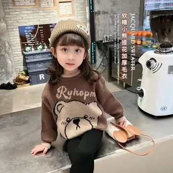 Детский свитер, осенне-зимний пуловер с героями мультфильмов, базовая рубашка для девочек, модный повседневный свитер для детского интерьера в корейском стиле, Тренд