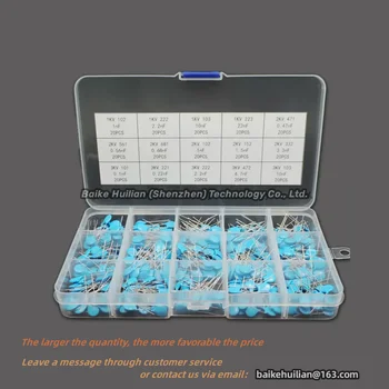 Керамический конденсатор смешанного типа 1-3 КВ, 15 типов, 20 конденсаторных блоков, 103 102 магнитных керамических диэлектрика, высоковольтная коробка 3000 В