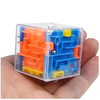 Мини 3D Лабиринт Волшебный Куб Шестигранная Прозрачная Головоломка Скоростной Куб Катящийся Шар Волшебные Кубики Лабиринт Игрушки Для Снятия Стресса Игрушки