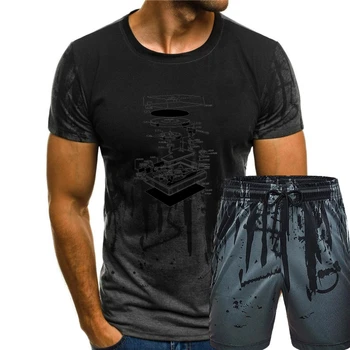 Схема винилового проигрывателя - мужская футболка с трафаретной печатью, мужская футболка